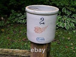 REDWING 2 GALLON CROCK NO CHIPS, CRACKS OR HAIRLINES BIG DARK WING 1920s