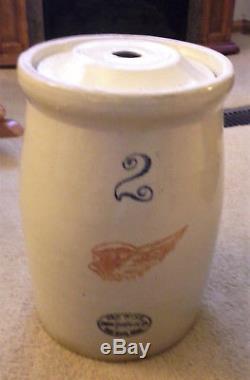 RED WING STONEWARE 2 GALLON BUTTER CHURN WITH LID Beautiful Crock
