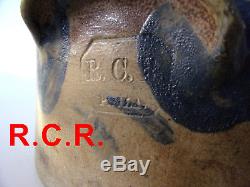 RICHARD REMMEY Philadelphia Pa Cobalt Decorated Stoneware Crock with Lid