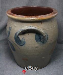R. W. Russell BEAVER, PA Blue Decorated Stoneware 3 GALLON CROCK 11 1/4 Tall