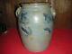 R. W. Russell Blue Decorated Stoneware 3 Gallon Crock 12 1/2 Tall