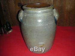 R. W. Russell Blue Decorated Stoneware 3 GALLON CROCK 12 1/2 Tall