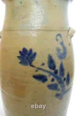 Rare 19th C American Folk Art Antique 3 Gl Butter Churn Slip Dec Stoneware Crock