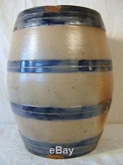 Rare 19th C. Stoneware Water-Cooler 4 Gal Somerset Potters Works MA Incised Bird