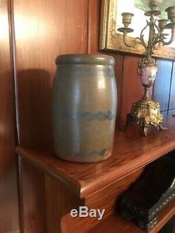 Rare 3/4 Gal. Western PA Stoneware Canning Wax Sealer Striper Stripe Crock