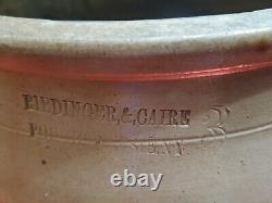 Rare Antique 1860 RIEDINGER & CAIRE POUGHKEEPSIE, NY 3 Gallon Stoneware Crock