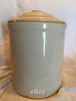 Rare Antique #4 Crock J. A. Bauer Pottery Co. Los Angeles 8 Gallon With Lid