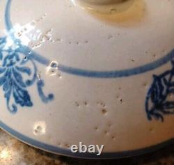 Rare Antique Brush McCoy Blue & White Wildflower Butter Stoneware Crock & Lid