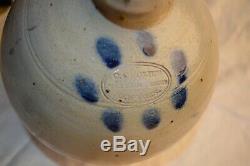 Rare Antique C Crolius Stoneware Ovoid Crock Jug Cobalt Blue Decorated New York