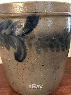 Rare Antique Cobalt Blue Stoneware Buttermilk Crock With Spout