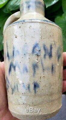 Rare Antique Crude Half Pint Decorated Maple Syrup Stoneware Crock Jug