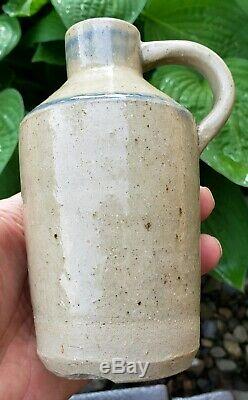 Rare Antique Crude Half Pint Decorated Maple Syrup Stoneware Crock Jug