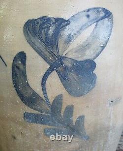 Rare Antique Darrow & Sons Baldwinsville NY Stoneware Jug Cobalt Floral 2 Gallon