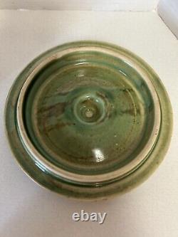 Rare Antique Green McCoy Butter Crock Stoneware Draped Windows Pattern