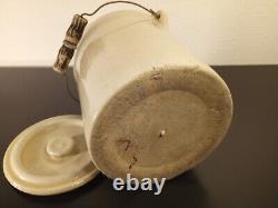 Rare Antique Stoneware Crock With Lid And Original Handle 1 Gallon