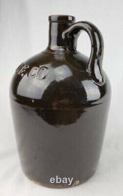 Rare Antique Stoneware Jug Embossed Hammondsport Wine Co Albany Slip Glaze Crock