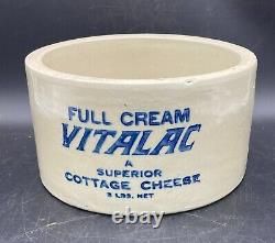 Rare Antique Vitalac A Superior Cottage Cheese 5 Lb Stoneware Crock Jar