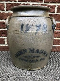 Rare Dated 1874 John Magee Indiana, Pa Cobalt Decorated Stoneware Crock