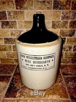 Rare Holy Grail Antique John Wedderburn Stoneware Crock Whiskey Jug Washington
