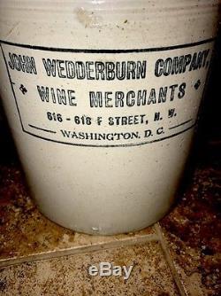 Rare Holy Grail Antique John Wedderburn Stoneware Crock Whiskey Jug Washington