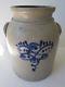 Rare Lowell, Ma Cobalt Decorated Stoneware Crock French & Puffer, C. 1880s Mass