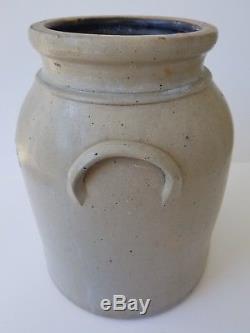 Rare Lowell, MA Cobalt Decorated Stoneware Crock FRENCH & PUFFER, c. 1880s Mass