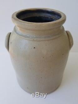 Rare Lowell, MA Cobalt Decorated Stoneware Crock FRENCH & PUFFER, c. 1880s Mass