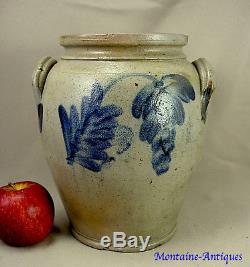 Rare Small Remmey 1 gal Decorated Stoneware Crock 19th cent