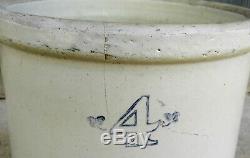 Rare Vintage Western Monmouth Pottery 4 Gallon Double Stamped Stoneware Crock