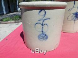 Red Wing Stoneware 2 Gallon Rib Cage/Double P Salt-Glaze Bottom Stamped Crock