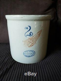 Red Wing Union Stoneware 2 Gallon Crock Big 4 Wing No Cracks or Chips