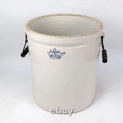 Robinson Ransbottom 5 Gal Stoneware Crock Pot with Handles vintage blue crown