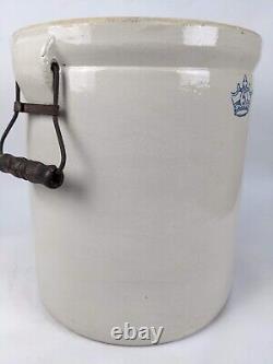 Robinson Ransbottom 5 Gal Stoneware Crock Pot with Handles vintage blue crown