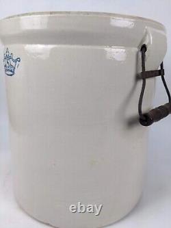 Robinson Ransbottom 5 Gal Stoneware Crock Pot with Handles vintage blue crown