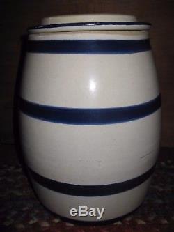 Robinson Ransbottom Crown 2 Blue Stripe Stoneware Water Cooler Spigot Lid