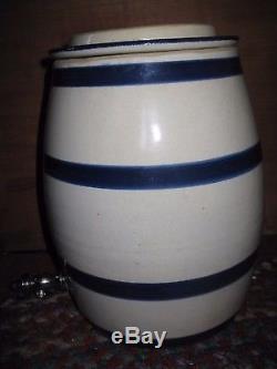 Robinson Ransbottom Crown 2 Blue Stripe Stoneware Water Cooler Spigot Lid
