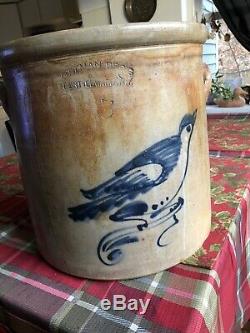 STUNNING Antique Primitive Salt Glazed Stoneware Ft. Edwards Big Bird Crock