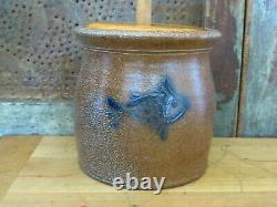 Salt Glaze Stoneware Pottery Lancaster County Stoneware Butter Churn w FISH