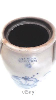 Scarce J & E NORTON 1 1/2 Gal. Cobalt-Decorated Stoneware Crock 1850-58