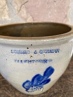 Schmid & German Allentown, Pennsylvania Cobalt Floral Stoneware Crock 19th C