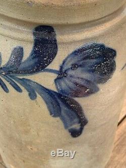 Signed R. C. Remmey. Phila. Cobalt Decorated Stoneware Jar with Tulips, Exc. AAFA
