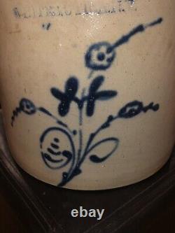 Signed Two Gallon Whites Utica, NY Stoneware Crock with Cobalt Blue Decoration