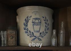 Six Gallon Stoneware Crock With Stenciled Urn & Wreath Somerset Potters 1875