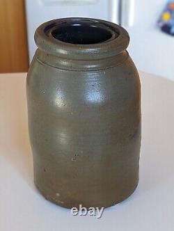 Small 10 Freehand 3 Stripe West Virginia PA Stoneware Wax Sealer Crock Jar
