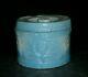 Small 1# Blue & White Stoneware Dragonfly & Thistle Butter Storage Crock Ohio