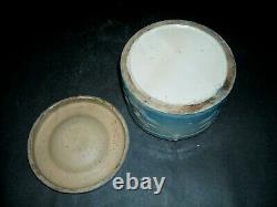 Small 1# Blue & White Stoneware Dragonfly & Thistle Butter Storage Crock Ohio