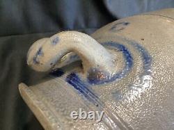Small 7 Antique American NJ Salt Glazed Cobalt Blue Decorated Stoneware Crock