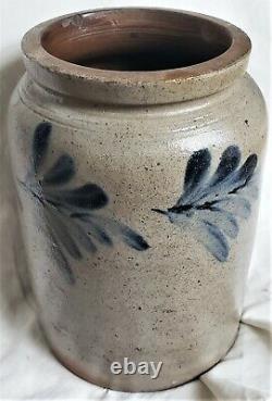 Small Antique Blue Decorated Salt Glaze Stoneware Crock Baltimore MD Virginia