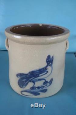 Small Antique Stoneware-crock-blue Bird Ellenville Ny