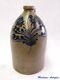 Spectacular Fine Blue Decorated Stoneware Jug 19th Cent